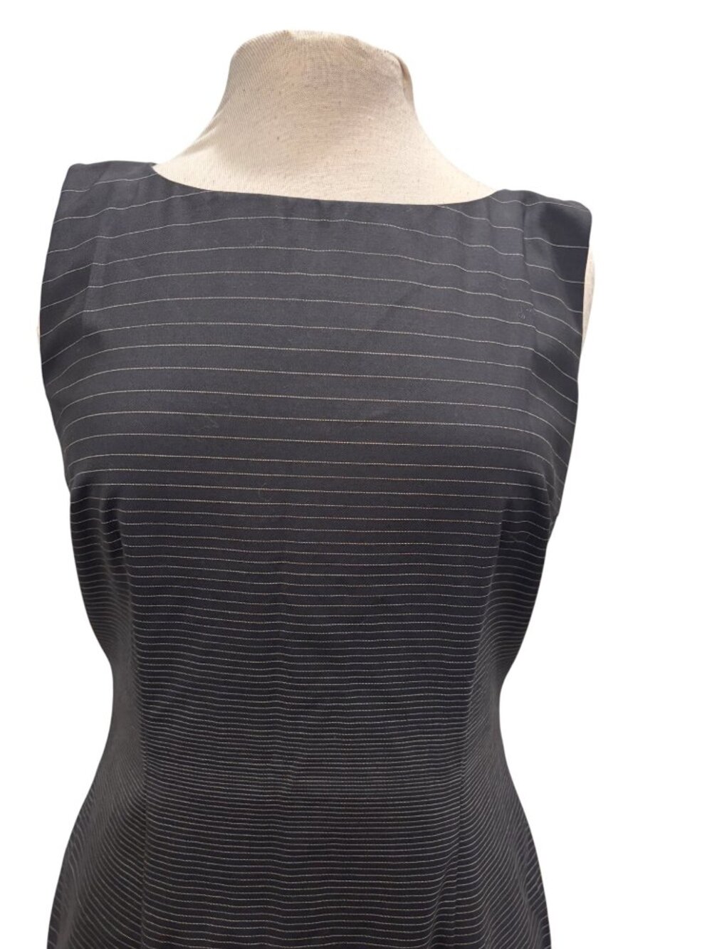 BOSS Hugo Boss Black Pinstripe Wool Sheath Dress Women’s US 6 Sleeveless - Picture 3 of 13